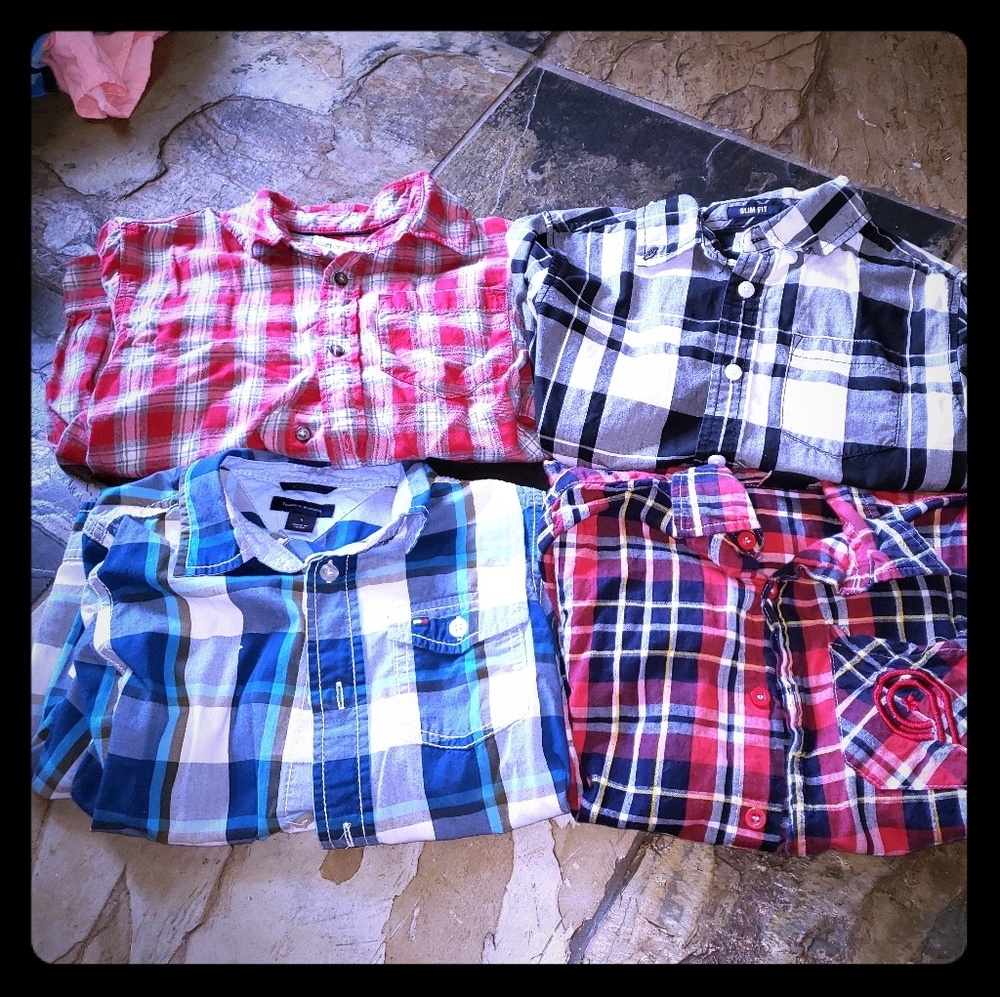 Boys size 5/6 long sleeved button down tops